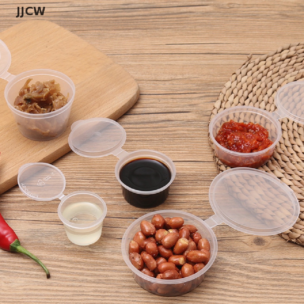 Set 50 Hộp Nhựa Đựng Nước Sốt chén đựng sốt, caramen, nước chấm 25ML Có Nắp Đậy Tiện Dụng