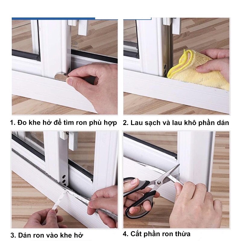Ron lông nheo, gioăng sợi lông dán khe hở khung cửa ngăn bụi côn trùng, gió lùa
