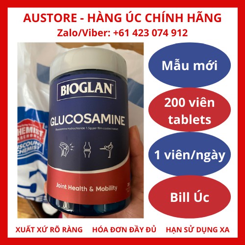 [Hàng Úc, đủ bills] Bioglan Glucosamine 1500mg 200 viên mẫu mới