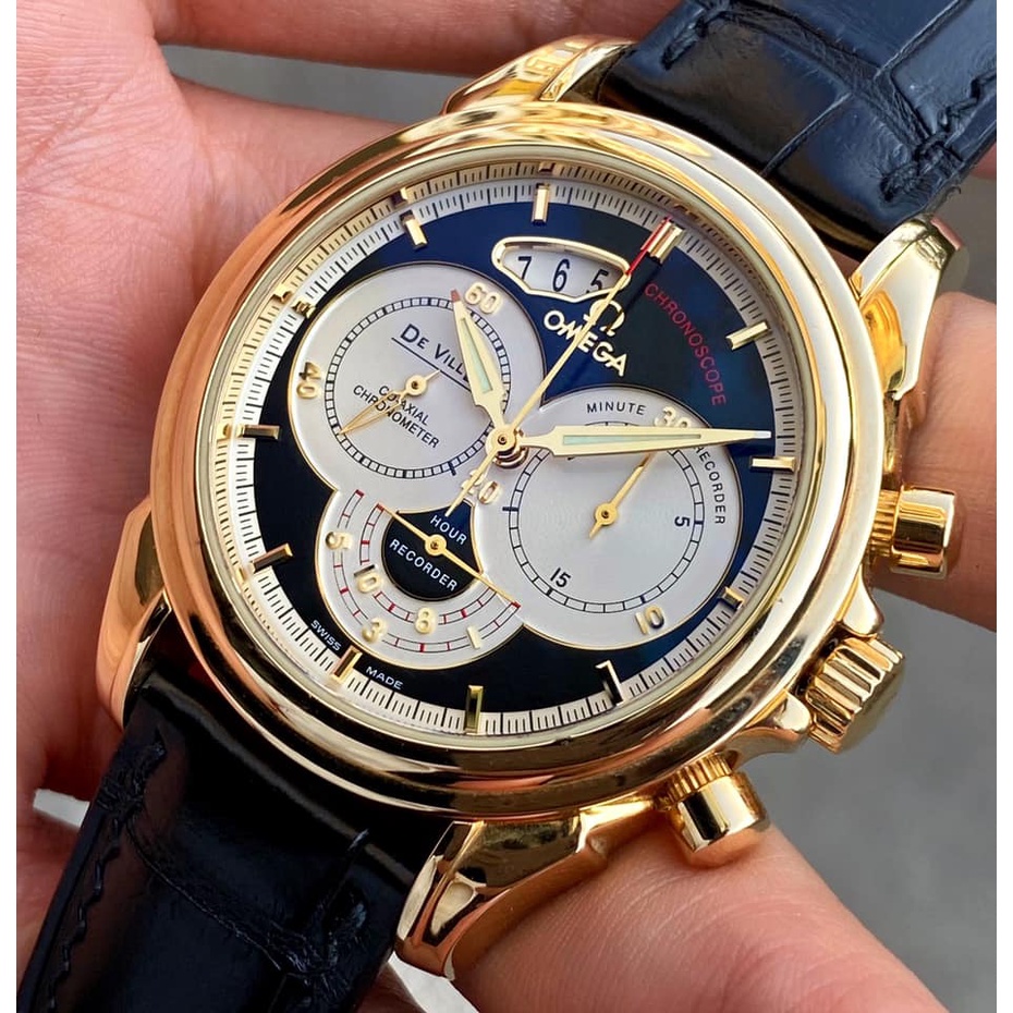 (Bảo Hành 12 Tháng) Đồng hồ Nam Ome-ga De-Ville  Full Kim Chính Hãng, Đồng Hồ Nam Dây Da máy pin-Size 40mm-Tặng Kèm Pin | BigBuy360 - bigbuy360.vn