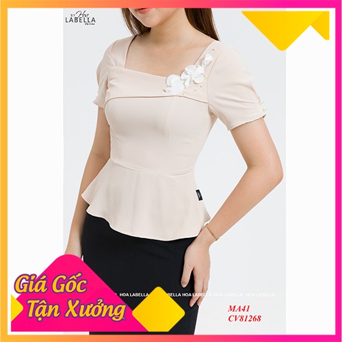 Áo sơ mi Lụa cao cấp HOA'LABELLA - Thiết kế đính hoa phù hợp môi trường công sở (MA41)