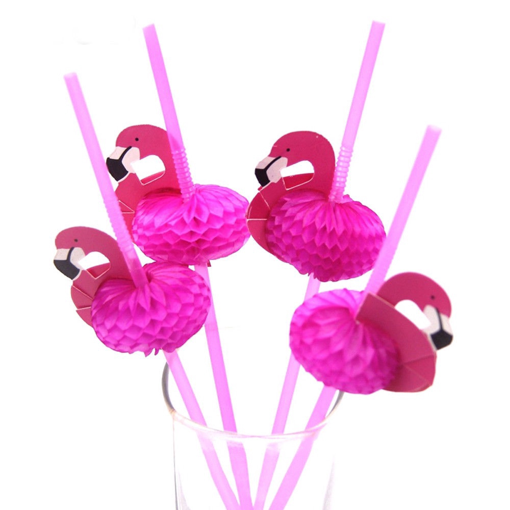 50 ống hút uống cocktail hình chim hồng hạc