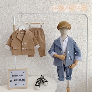 Bộ Vest Bé Trai BERNIE Vải Tex Nhung Mềm Màu Vintage Siêu Đẹp Cho Bé 8-23kg - HÀNG CHÍNH HÃNG