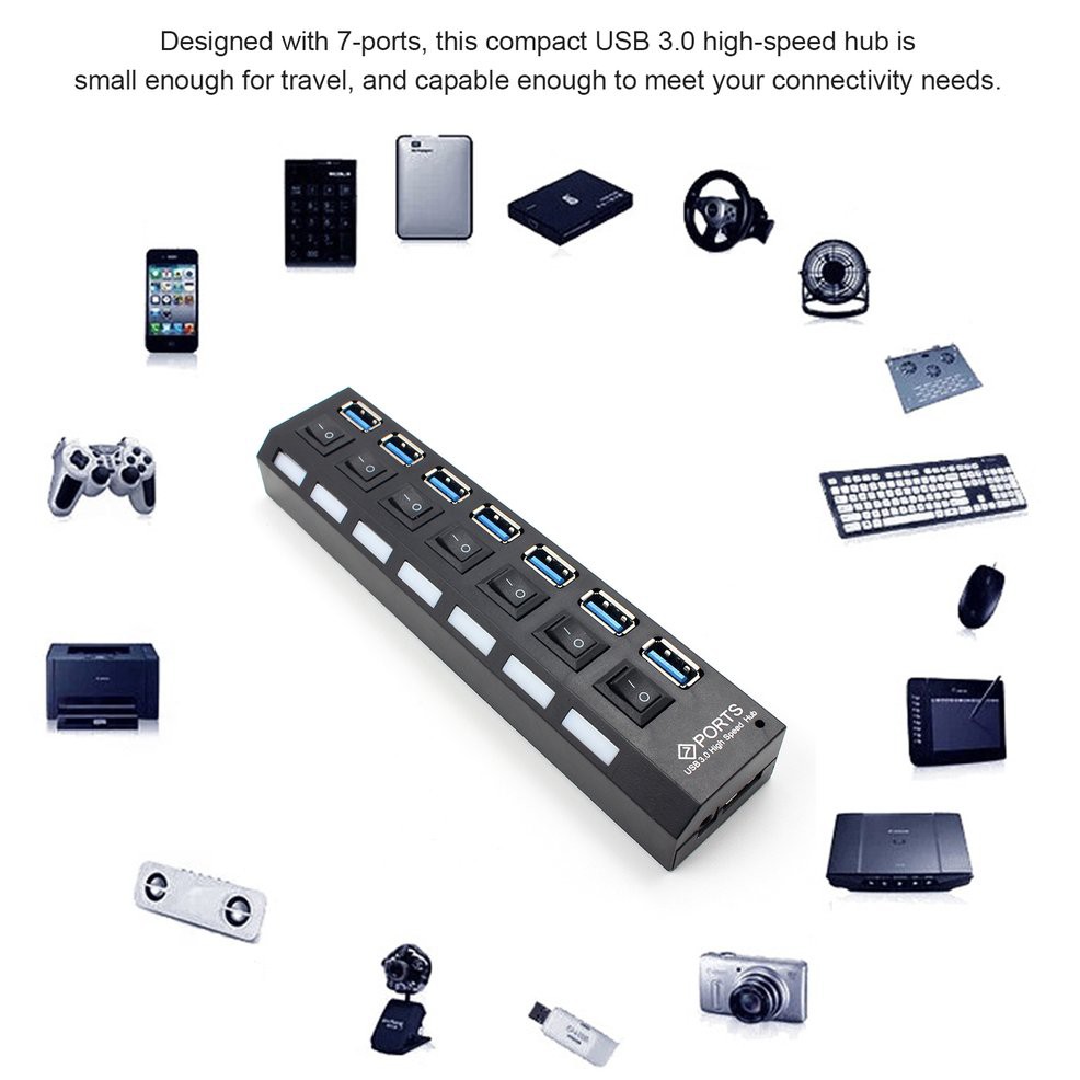 Bộ chia 4/7 cổng USB 3.0 tốc độ cao 5Gbps dành cho PC