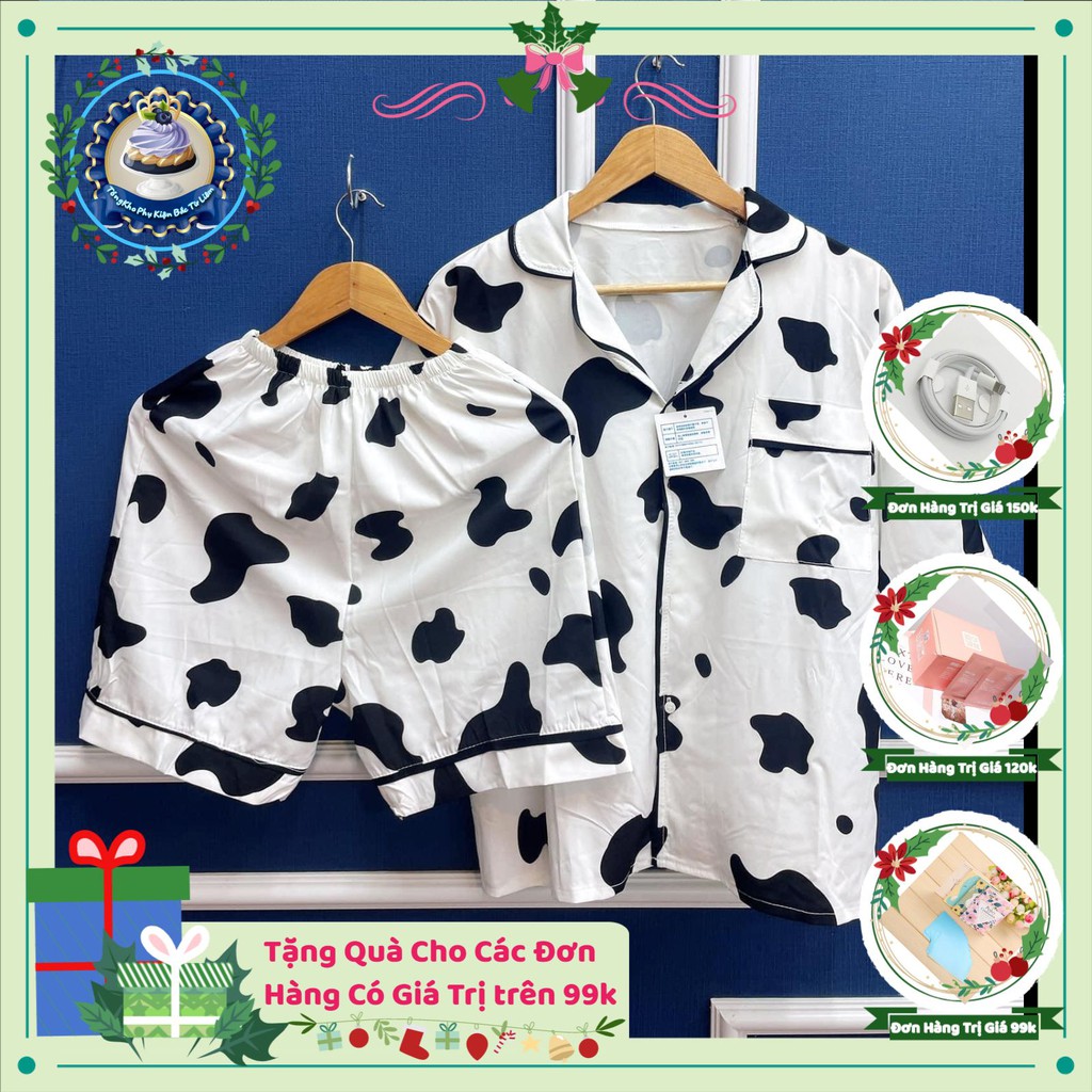 Đồ ngủ nữ cotton thun cộc tay, Đồ bộ nữ cộc tay bộ mặc nhà dễ thương họa tiết bò sữa cực xinh