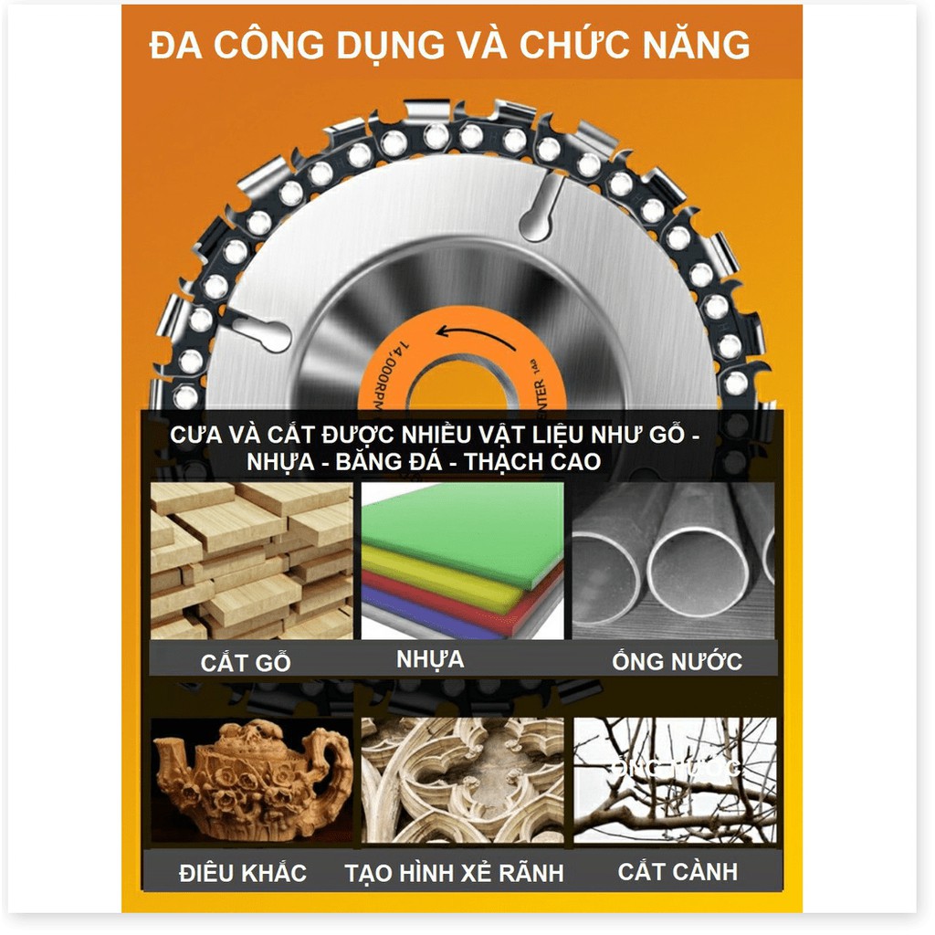 Đĩa Cưa Xích Tròn Gắn Máy Mài Máy Cắt - Lưỡi Cưa Xích Cắt Gỗ - Lưỡi Cắt Tạo Hình Điêu Khắc Gỗ Gắn Máy Mài 1 Tấc 1 Tấc 2