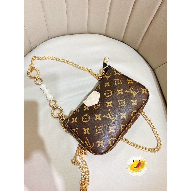 [Mã FAMAYWA2 giảm 10k đơn từ 50k] Túi Hoa Nâu Kẹp Nách Dây Xích Phối Hạt Ngọc Sang Chảnh KNSCLV | BigBuy360 - bigbuy360.vn