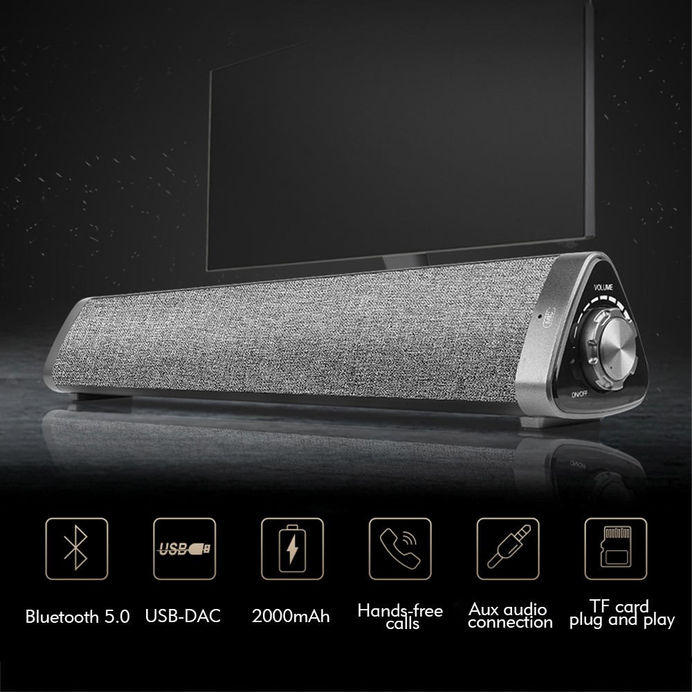 Loa Thanh soundbar 5.0 Bluetooth 10W, Pin dung lượng lớn, âm thanh sống động, Hổ trợ thẻ nhớ,USB