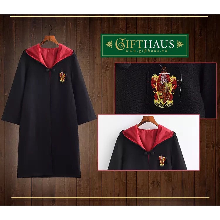 Áo choàng Harry Porter nhà Gryffindor/Slytherin, trang phục Cosplay Halloween🎃
