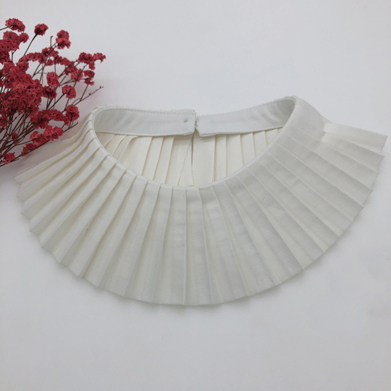 Cổ Áo Giả Xếp Ly Màu Trắng Đính Nút Ngọc Trai Phong Cách Vintage Dành Cho Nữ