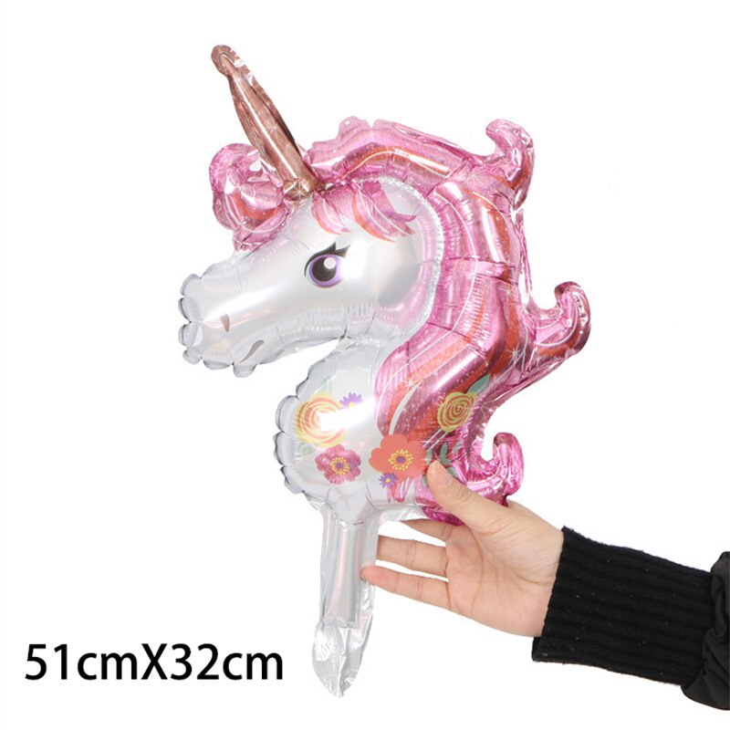 Bong Bóng Lá Nhôm Hình Tròn In Hình Kỳ Lân Trang Trí Tiệc Sinh Nhật Cho Bé Gái