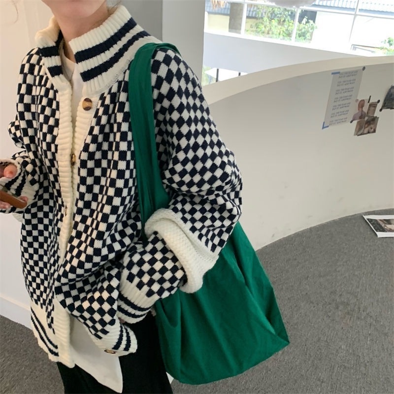 Áo khoác len dày dáng rộng thời trang thu đông cho nữ
