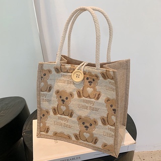 Túi tote xách tay bằng vải linen thời trang Nhật Bản cỡ nhỏ