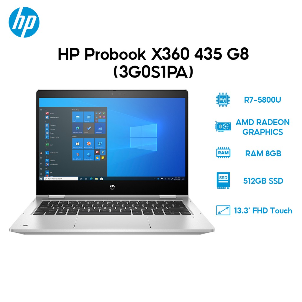 Laptop HP Probook X360 435 G8 (3G0S1PA) R7-5800U | 8GB | 512GB | AMD Radeon Graphics | 13.3' FHD Touch | Win 10