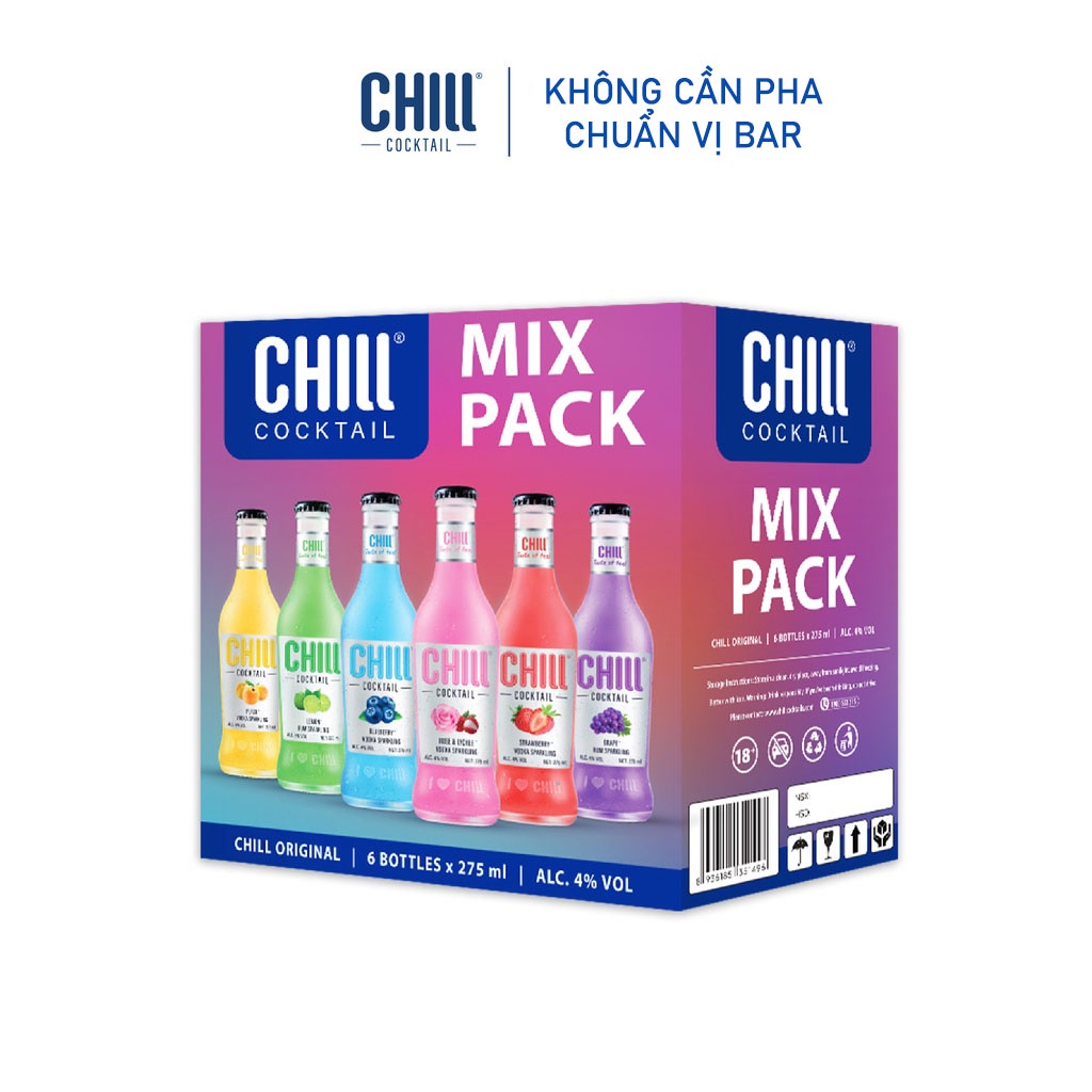 Thùng 6 chai Chill Cocktail Original mix vị 275ml