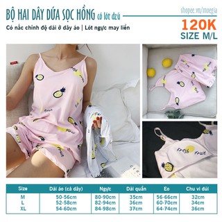 Bộ mặc nhà 2 dây (có lót ngực) cực cute