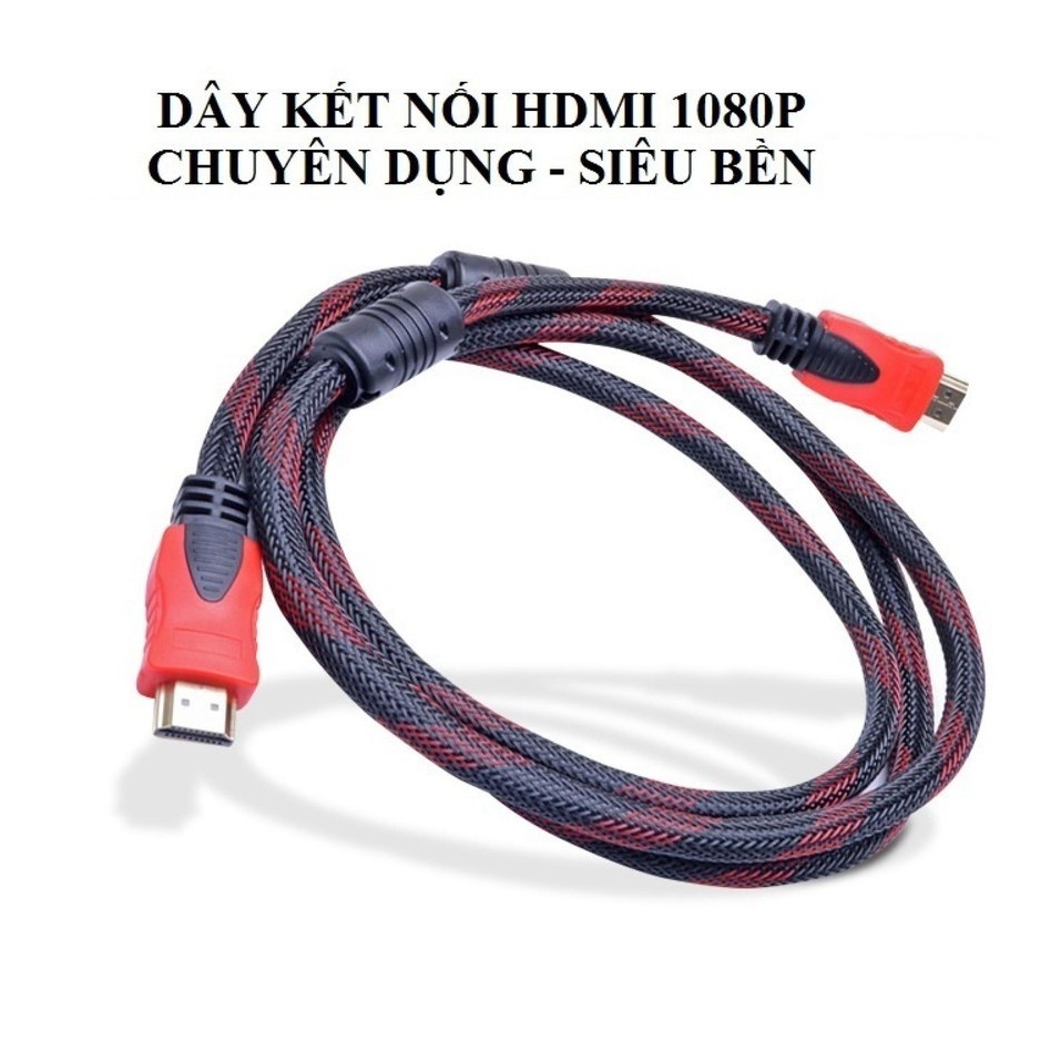 Dây cáp HDMI tròn 3m bọc dù bền bỉ chống nước dẻo dai (Đen phối đỏ)