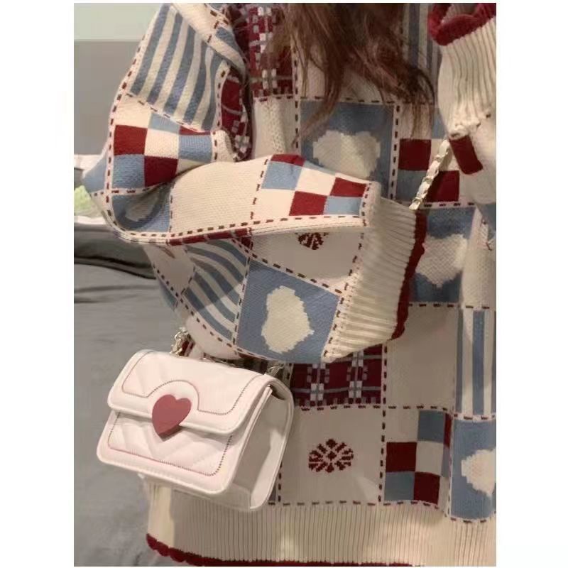 Jiashucheng Túi Xách Đeo Chéo Hình Vuông Nhỏ Màu Trắng Thêu Đường Chỉ Phối Dây Xích Thời Trang Mùa Hè Cho Nữ