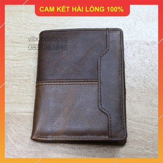 Da bò 100% - hàng cao cấp ví nam da sáp đứng