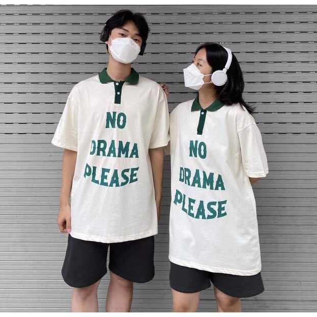 Áo Thun Polo Chữ No Nam Nữ Unisex Dáng Rộng Chât Tổ Ong Thoáng Mát Cổ Bẻ Tay Lỡ