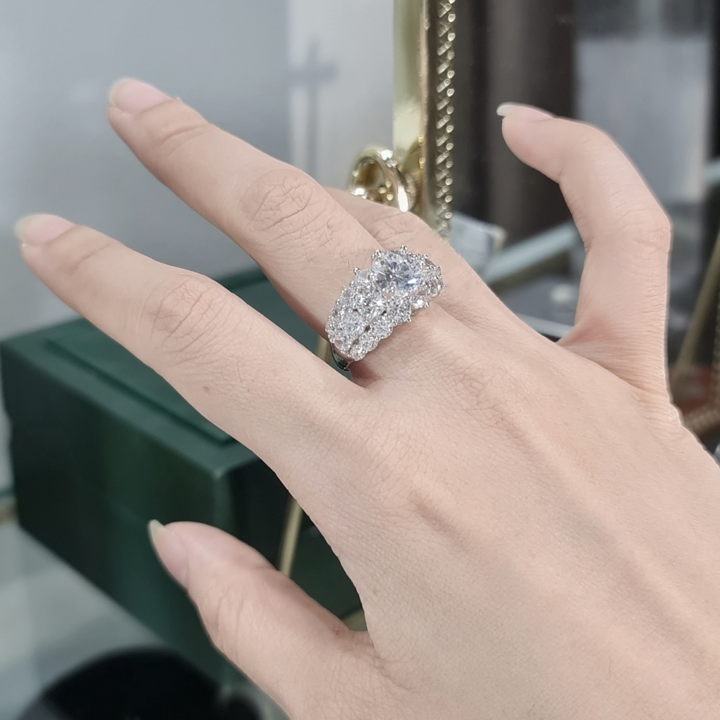 Nhẫn nữ bạc Ý S925 nạm đá xoàng bản to cao cấp MiASJ N280 sang trọng