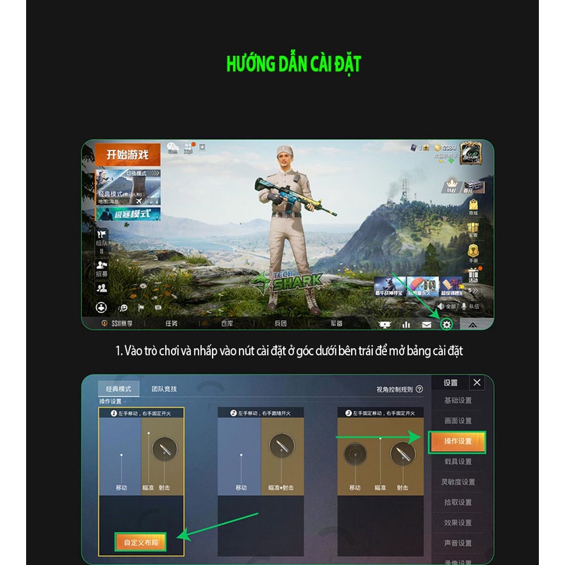 Nút trigger vật lý gaming Black Shark hai khối
