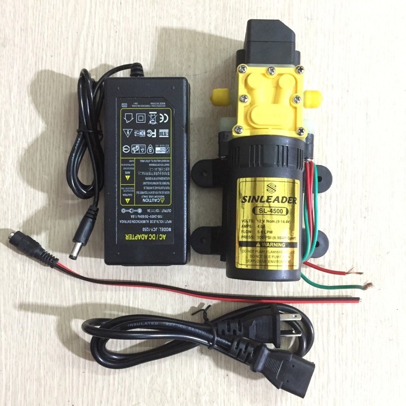 Bộ Máy bơm nước mini sinleader 12V- 60W rơ le tự ngắt kèm nguồn Adaptor 12V