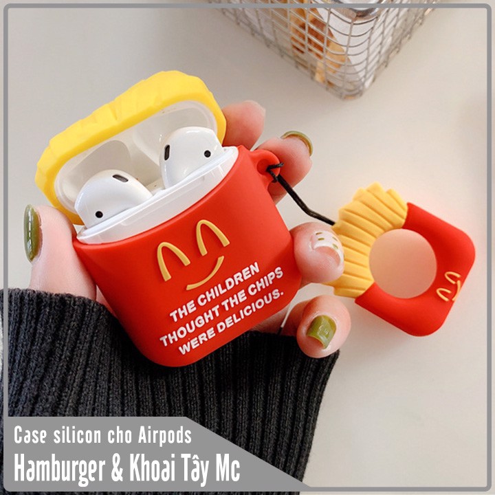 Túi đựng cho tai nghe Airpods mẫu Hamburger và Khoai Tây MC kèm móc