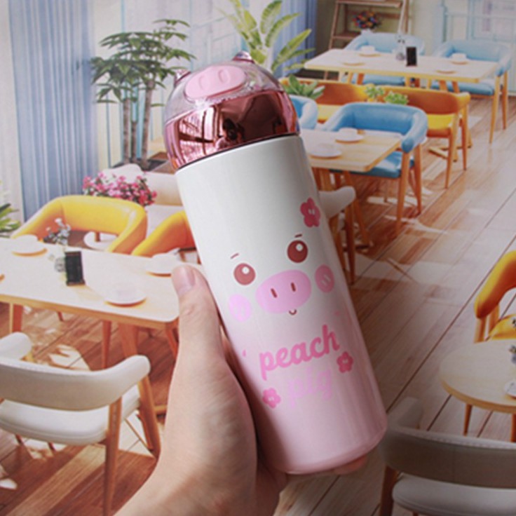 Bình giữ nhiệt dễ thương heo lấp lánh 330ml cốc giữ nhiệt inox 304 giữ nhiệt nóng lạnh đến 12h