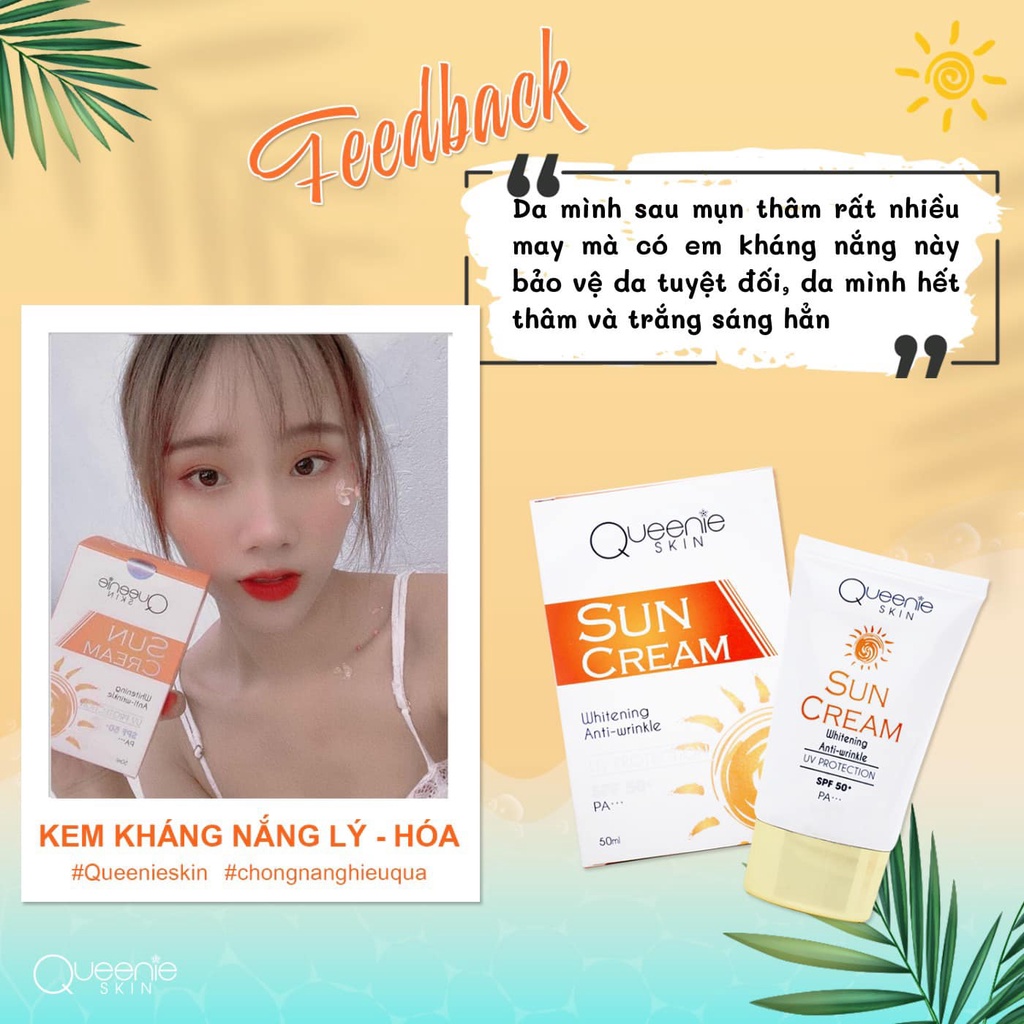 [FreeShip + Tặng Quà] Kem Chống Nắng Queenie Skin Chính Hãng - Kem Kháng Nắng Lý Hóa Queenie Skin Queenie Skin