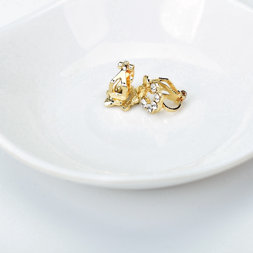 Khuyên tai hình chiếc nơ đính đá pha lê trắng xinh xắn cho nữ