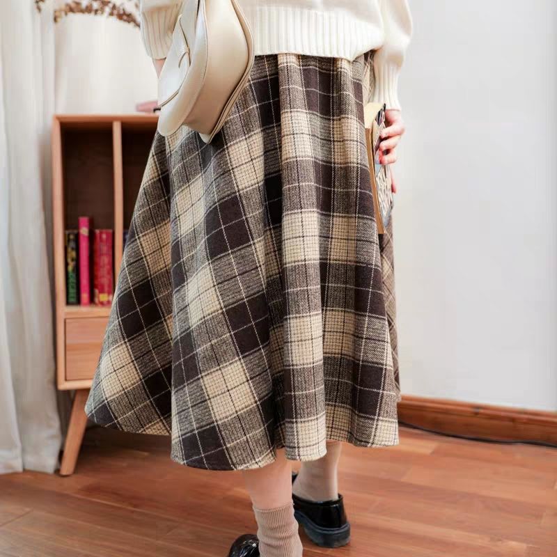 Chân Váy Caro Dài Phong Cách Retro Hợp Thời Trang Cho Nữ
