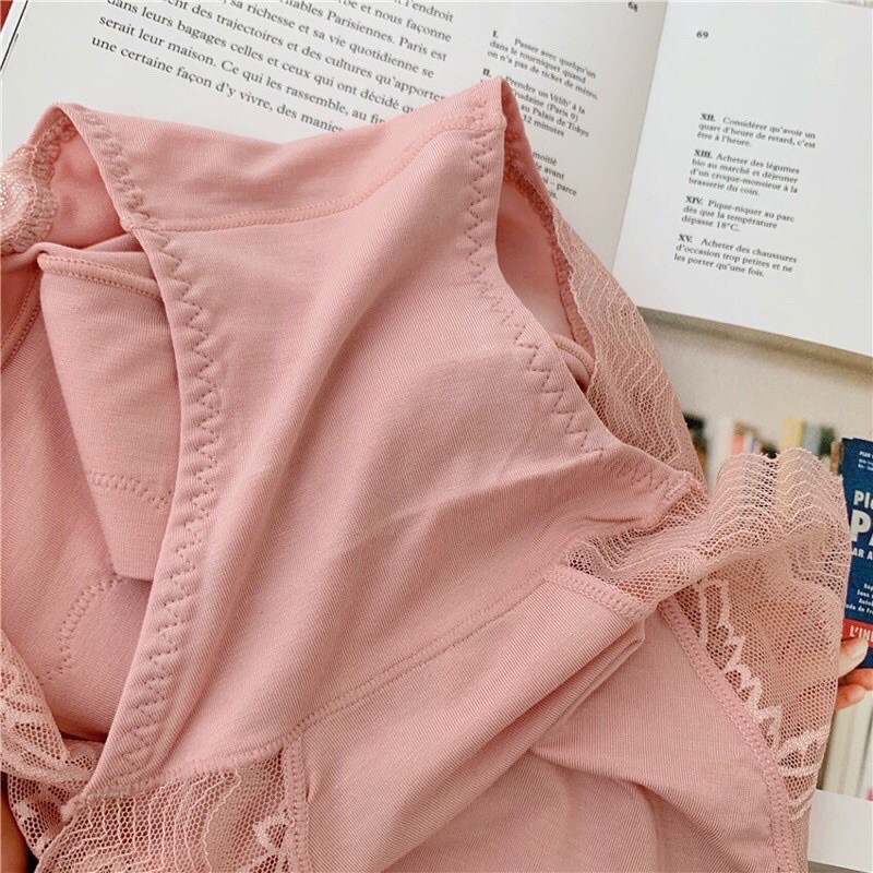 Quần Lót Nữ Cotton Phối Ren Cao Cấp Cạp Cao Gen Bụng Che Khuyết Điểm