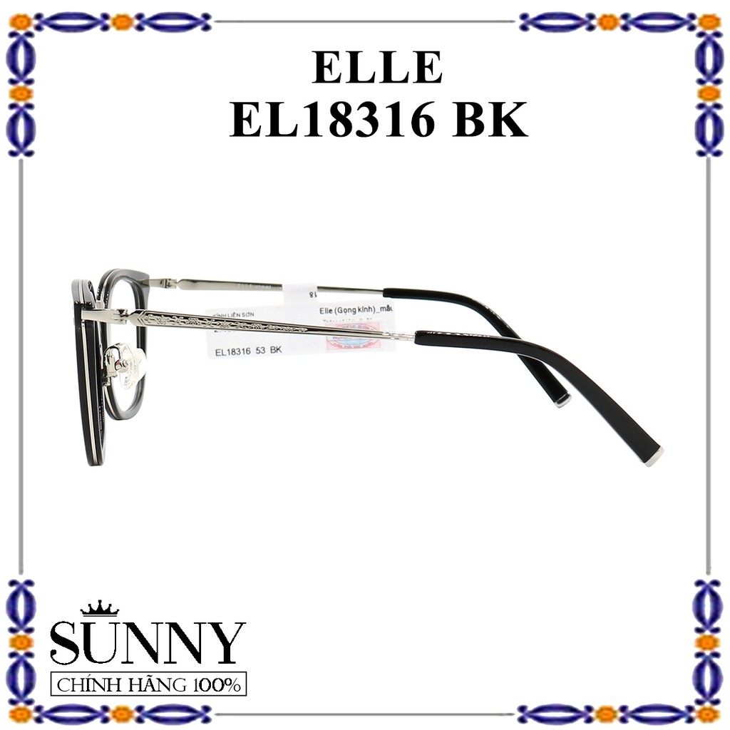 Gọng kính nam nữ thời trang Elle EL18316 BK chính hãng, bảo hành toàn quốc