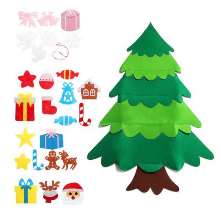 SET DIY TRANG TRÍ THÔNG GIÁNG SINH NOEL BẰNG VẢI ( CÂY THÔNG BẰNG VẢI DÁN TƯỜNG )