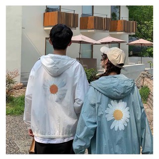 Áo Khoác Dù Nhẹ Unisex 2 Lớp Chống Nắng Đi Mưa Nhẹ in hình hoa cúc