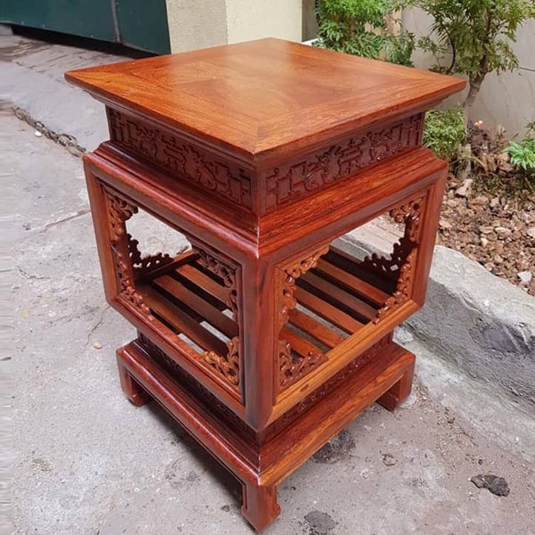 Đôn gỗ hương lồng đèn MẶT 38CM  ( Một đôn ), đôn gỗ vuông kê trang trí . ghế gỗ đôn gỗ