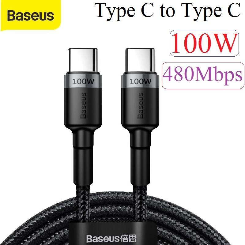 Cáp sạc Type C to Type C Baseus cafule dòng 5A sạc nhanh PD 100W dùng sạc cho Samsung/Macbook/ipad