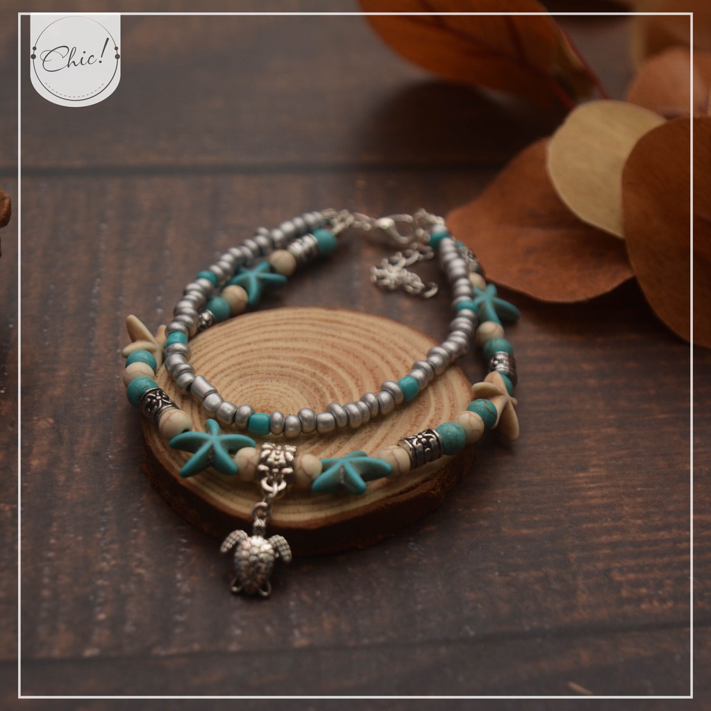 Lắc chân boho sao biển - loại hình rùa