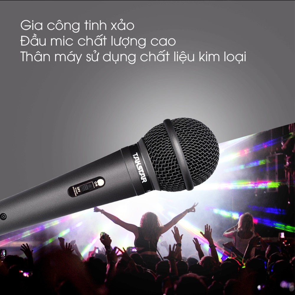 Mic Hát Karaoke Có Dây Takstar Pro-38 Dây Dài 6 Mét , Bắt Âm Cực Tốt , Âm Thanh Sống Động , Độ Bền Cực Cao