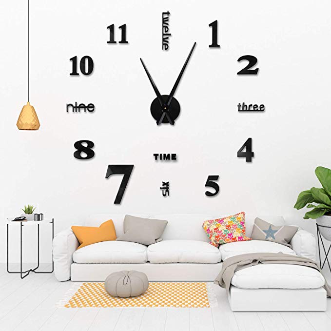 Đồng Hồ Dán Tường 3D DIY Mặt Gương Kim Loại Tráng Gương Độc Đáo