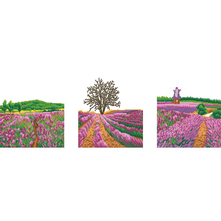 Tranh thêu chữ thập cảnh đồng hoa Lavender LV3299 - tự thêu