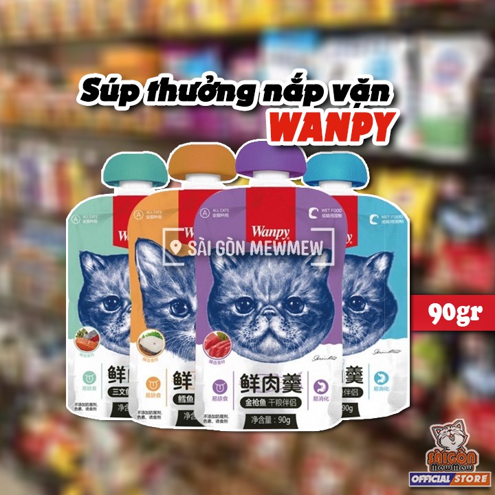 SÚP THƯỞNG WANPY CHO MÈO CÓ NẮP VẶN 90GR