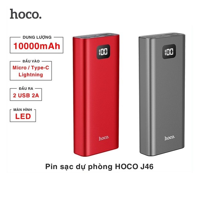 CHÍNH HÃNG Sạc dự phòng Hoco Pin dự phòng Hoco B35D 5000mAh J46 10000 mAh xạc nhanh 2 cổng hàng chính hãng - CCN