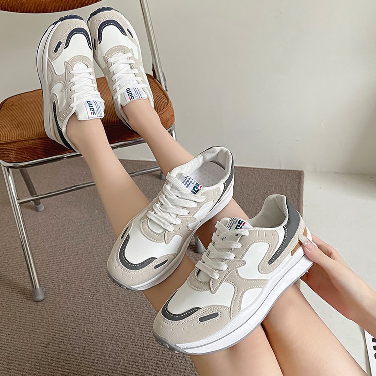 Giày Thể Thao Cột Dây Mũi Tròn Thoáng Khí Thoải Mái Phong Cách Mới