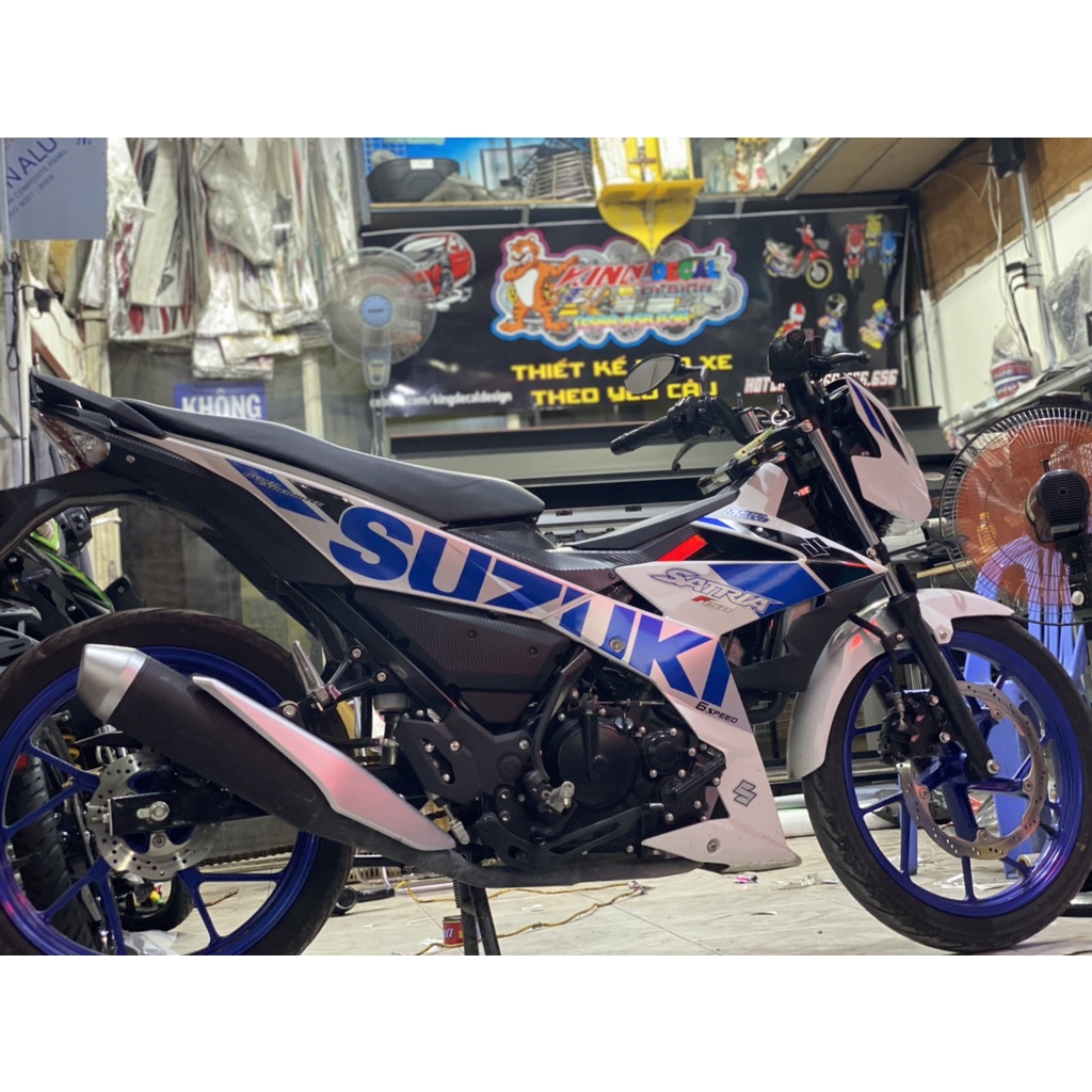Tem Rời cao cấp Satria mẫu zin 2021 màu bạc xanh đen