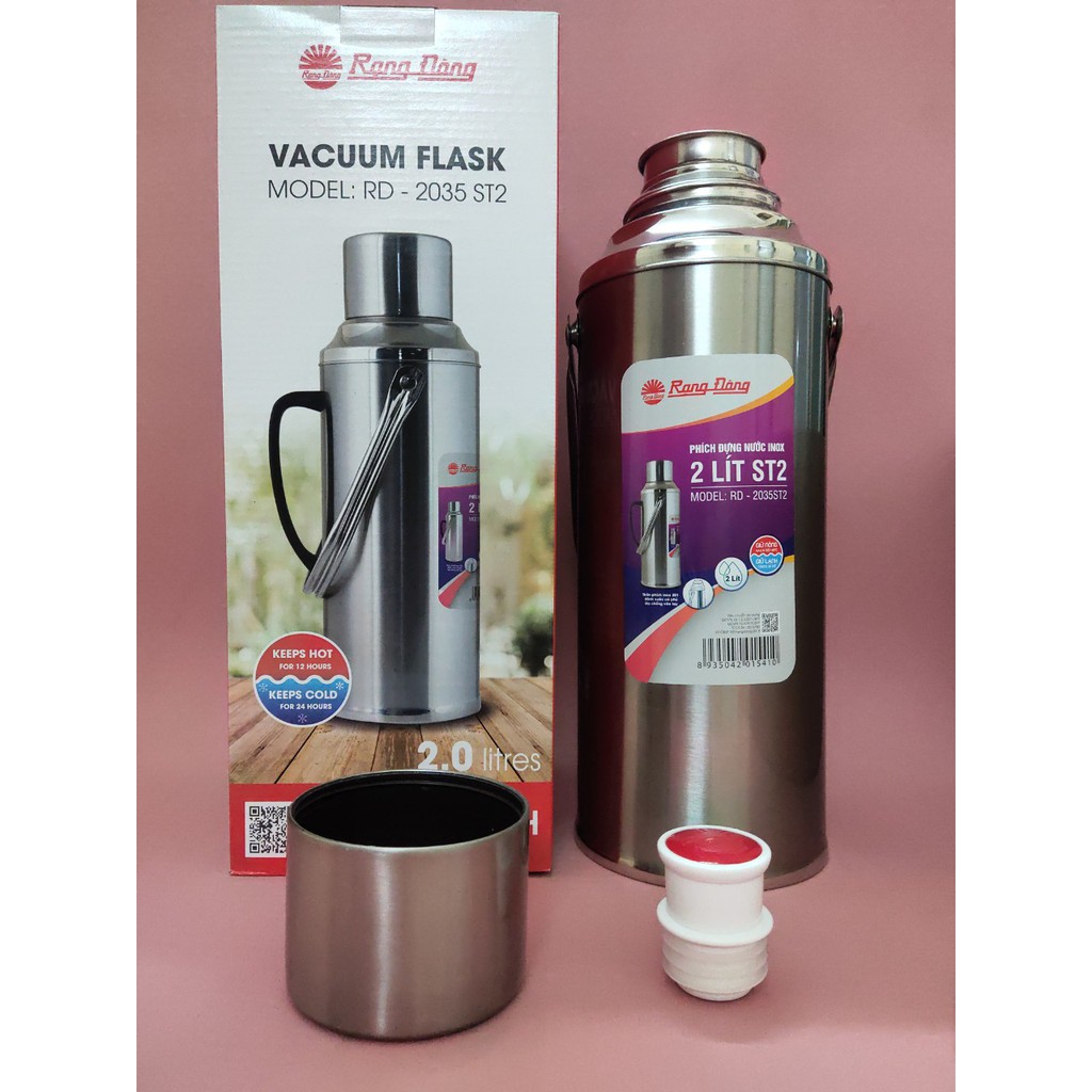 Phích Đựng Nước, Bình Thủy, Bình Giữ Nhiệt INOX Cao Cấp 2000ml RD 2035 ST2 Rạng Đông