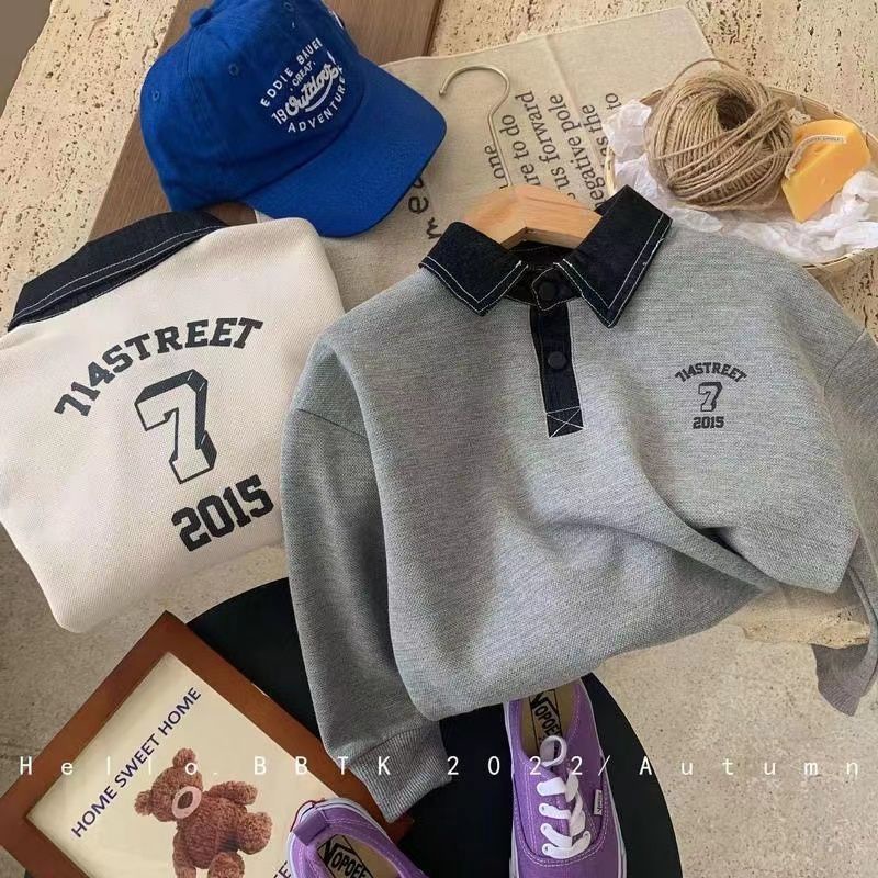 Hàng Mới Về Áo Thun polo Cotton Trơn Tay Dài Phong Cách Nhật Hàn Thời Trang Mùa Thu Mới 2022 Dành Cho Bé Trai