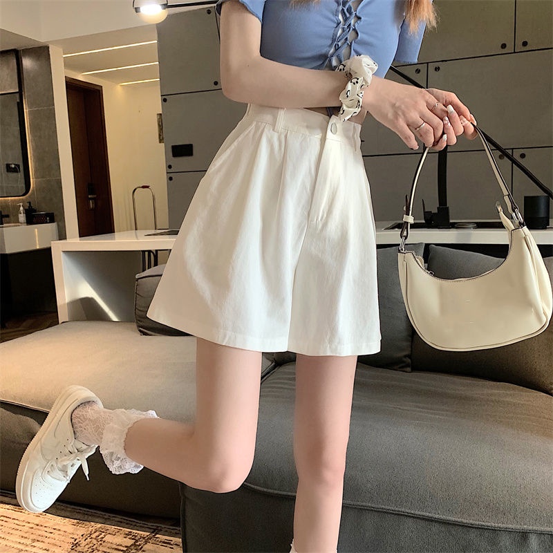 Quần Short Denim Lưng Cao Ống Rộng Thời Trang Cho Nữ