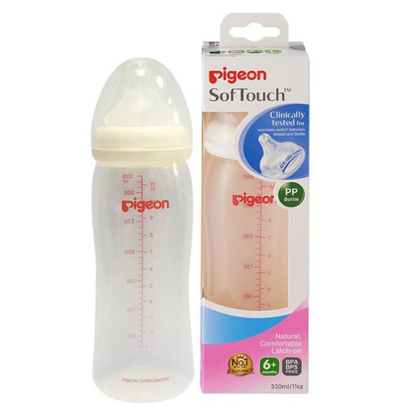 {CHÍNH HÃNG} - Bình sữa cổ rộng PP Plus Pigeon 160ml/ 240ml/ 330ml